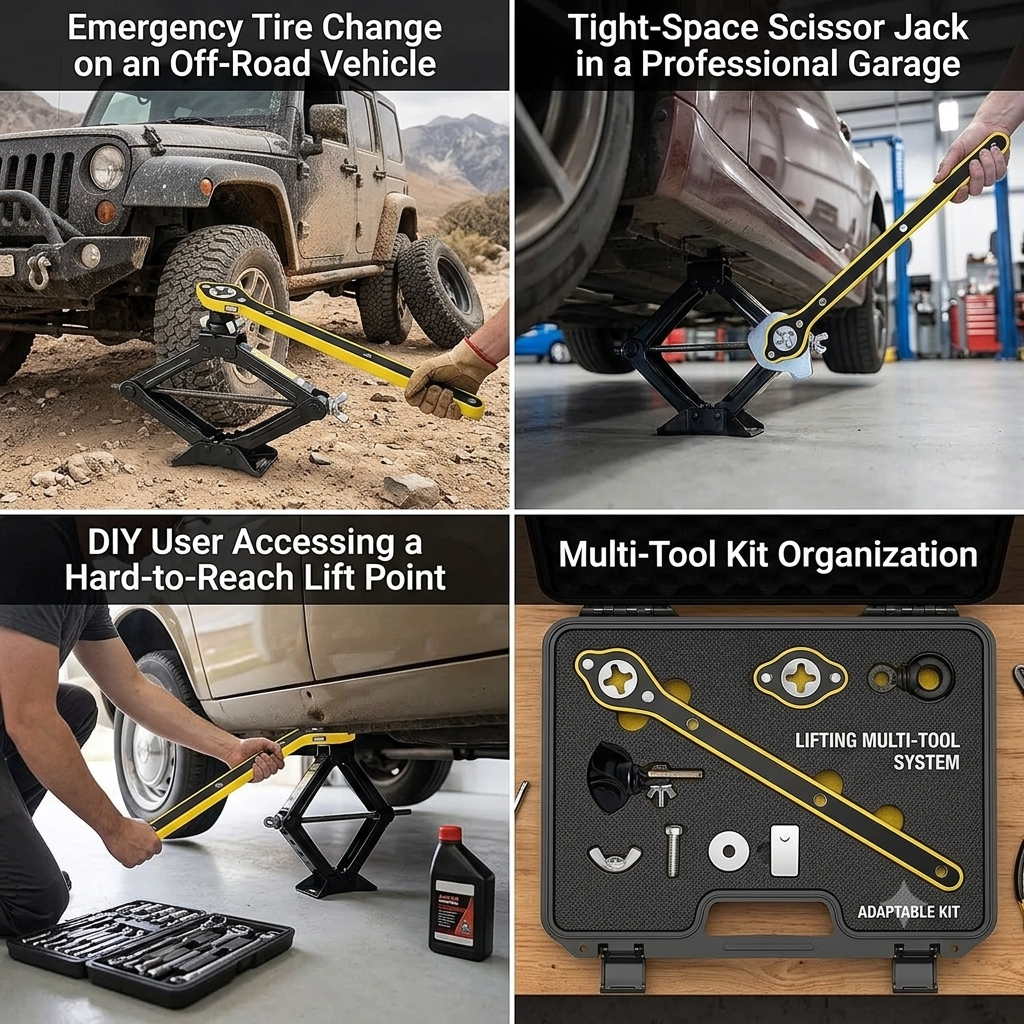 Universal car jack wrench set with accessories