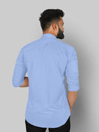 Men’s Sky Blue Slim Fit Formal & Casual Shirt Full Sleeve Solid Shirt Pack of 3